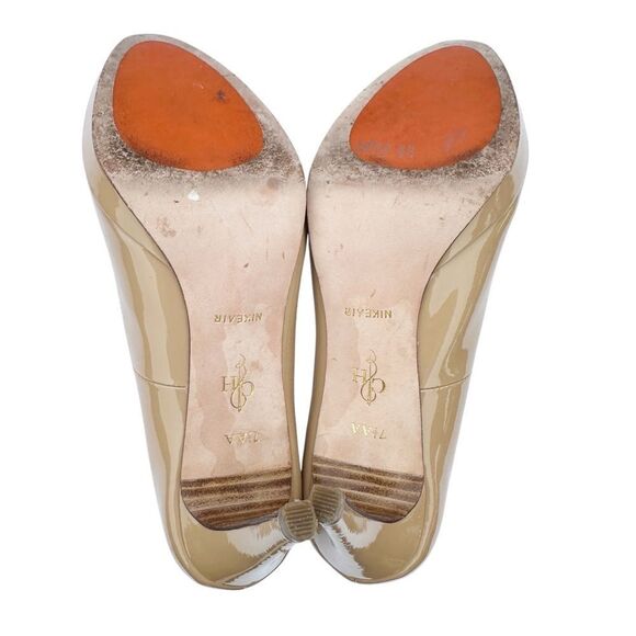 Cole Haan Nike Air Pumps Heels Nude Tan Patent Leather Platform Size 7.5 AA - Picture 7 of 14